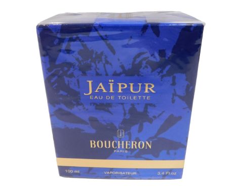 A bottle of Boucheron Jaipur eau de toilette, 100ml, boxed in cellophane wrap.