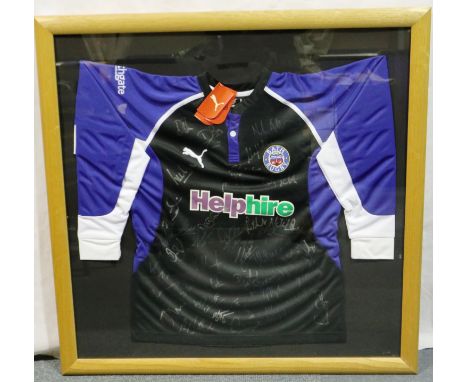 Framed Bath Rugby black and white Puma shirt, Helphire, signed, 89.5 x 88.5 cm. P&amp;P Group 1 (£14+VAT for the first lot an