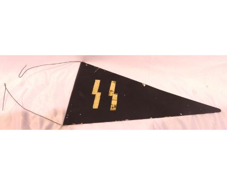 Rare German WWII metal SS car pennant, L: 37 cm. P&amp;P Group 1 (£14+VAT for the first lot and £1+VAT for subsequent lots) 