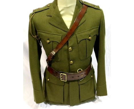 A British WWII Royal Engineers uniform tunic with an earlier Sam Browne, tunic dated 1940, Sam Browne dated 1922. P&amp;P Gro