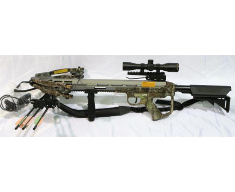 Aremx Torpedo 185lb compound crossbow with 14 x 32 illuminated scope, arrows and cocking rope. (3) P&amp;P Group 3 (£25+VAT f