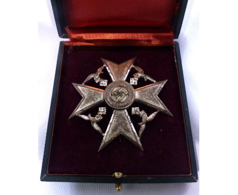 German inter-war Spanish cross, silver grade with its fitted box, likely an early re strike. P&amp;P Group 1 (£14+VAT for the