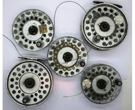 Two Hardy Viscount 140 reels and three spare spools. P&amp;P Group 2 (£18+VAT for the first lot and £3+VAT for subsequent lot