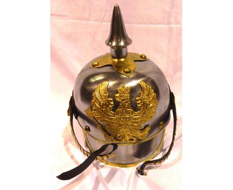 A Bavarian Imperial replica officers metal Pickelhaube. P&amp;P Group 3 (£25+VAT for the first lot and £5+VAT for subsequent 
