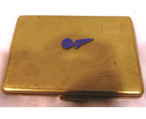RAF Air Gunners private-purchase cigarette case, surmounted with an enamel badge. P&amp;P Group 1 (£14+VAT for the first lot 