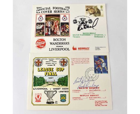 LIVERPOOL FC; two first day covers bearing the signatures of Roy Evans and Bob Paisley (2).Condition Report: - We have not au
