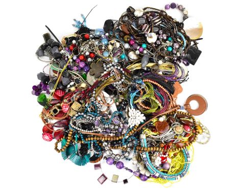 A large collection of vintage and modern costume jewellery.