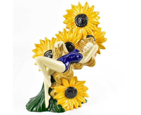 CARLTONWARE; a limited edition porcelain figure, 'The Carltonware Girl; Sunflower', no.164/600, modelled by Andy Moss, height
