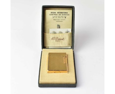 DU PONT, PARIS; a gold-plated lighter, serial no.BPB425, cased with original guarantee, instruction manual and spare flints.