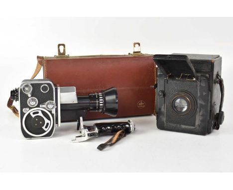 A Paillard Bolex P1 Zoom Reflex cine camera and a Thornton Pickard junior special ruby reflex plate camera (2).