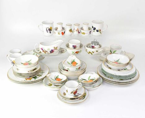 ROYAL WORCESTER; an 'Evesham' ware part dinner service comprising tureens, cruets, dishes, bowls, sauce boats, cups, etc, tog