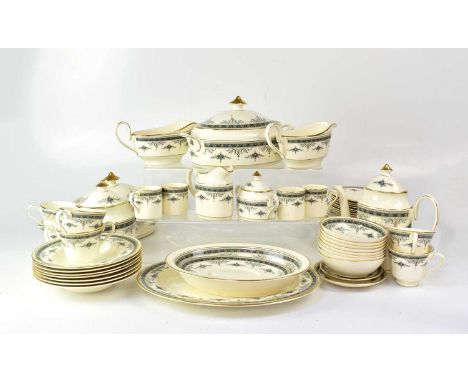 MINTON; a 'Grasmere' part dinner and tea service comprising teapot, coffee pot, eight teacups, and saucers, eight coffee cups