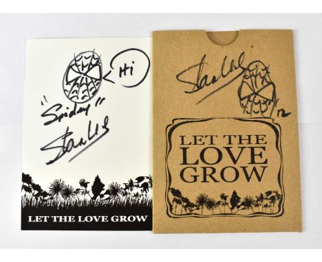 STAN LEE; a card bearing the signature of Stan Lee and doodle of 'Spidey', with associated signed envelope (2).Condition Repo