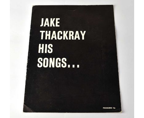 JAKE THACKRAY; 'His Songs' a booklet bearing the poet's signature.Condition Report: - We have not authenticated this signatur