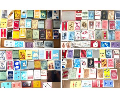 Approximately 127 packs of playing cards, all relating to cigarettes and tobacco, some sealed, some open (approx. 127).