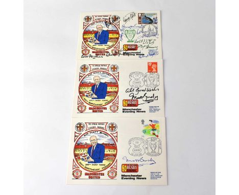 MANCHESTER UNITED; a first day cover for the manager's 80th birthday, bearing signatures from the European cup side 1968, to 