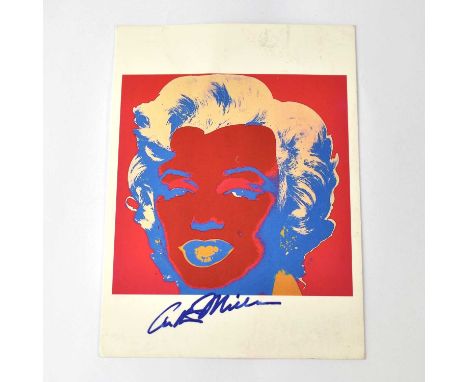 ARTHUR MILLER; a postcard with image of Marilyn Monroe signed by the author.Condition Report:  - We have not authenticated th