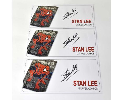 STAN LEE; three signed first day covers (3).Condition Report: - We have not authenticated these signatures, please satisfy yo