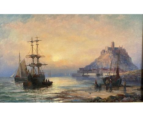 William Anslow Thornley (active 1858-1898) Sunset, St Michael's Mount, signed lower left, oil on canvas, 22.5 x 38 cm, frame 