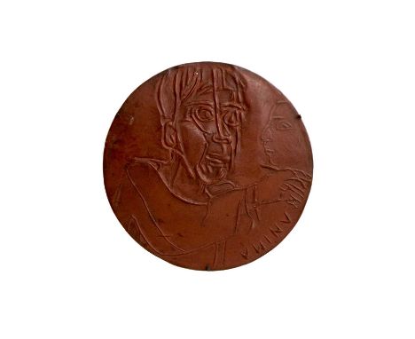 ARR Oskar Kokoschka (1886-1980) Anima / Mania, Meissen terracotta medallion, 9.8 cm diameter, in a clear standAnima seemingly