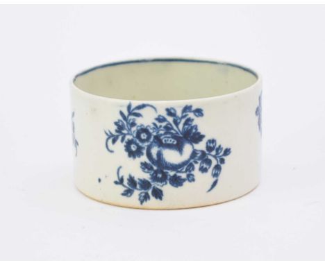 A small and unusual Caughley 'Apple and Damsons' circular potcirca 1777-84possibly lacking a cover, transfer-printed in under