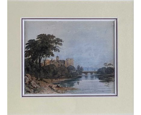 John Varley OWS (British 1778 – 1842) Riverview with Castle, watercolour, 11 x 13.5 cm, frame 34 x 37 cmProvenance: Collectio