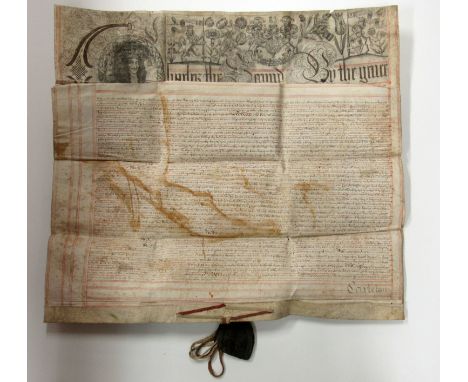 Letters Patent of Charles II Granting Lands in Kilkenny and Carlow to Sir John PonsonbyCharter on vellum, in English, with pr