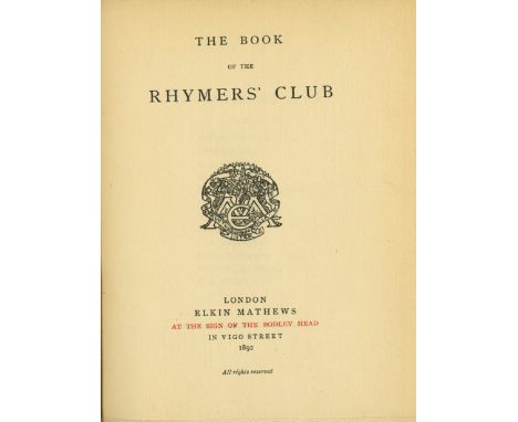 John Sparrow's Copy[Johnson (Lionel)] The Book of Rhymers' Club, 12mo, L. (Elkin Mathews at the Sign of the Bodley Head) 1892