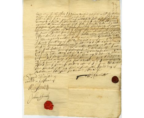 17th Century Co. Carlow ManuscriptManuscript: [Co. Carlow]  Colonel Henry Prittie, Cromwellian Army. A large single page m/ss