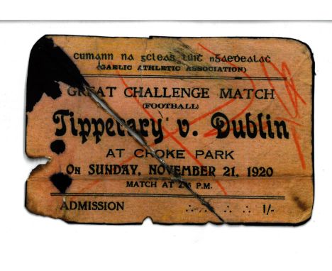 G.A.A. ["Bloody Sunday"] An Official Match Ticket "Cumann na gCleas Luith nGaedhealach - Great Challenge Match (Football) Tip