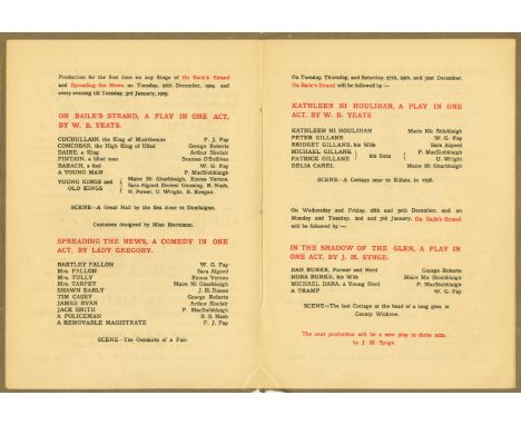 Abbey Theatre.   Programme. Irish National Theatre Society.   Quarto brown wrappers with hound design.  Tuesday 27 December 1