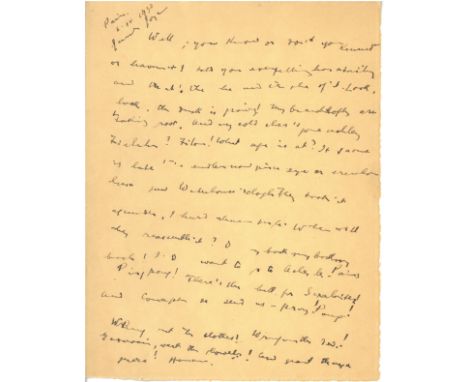 Original Manuscript Page from Finnegan's Wake Joyce (James) A Manuscript Page of text from Finnegan's Wake, the opening of th