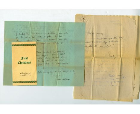 De Blacam  (Aodh) ('Roddy The Rover')   Two ALs. to a Dr. Kennedy, 18.iii.42 and 24.1.49, one with a note to Miss Kennedy (pr
