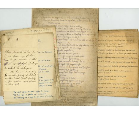 Manuscripts: [Hyde (Dr. Douglas)]   Gaelic Proverbs.  A folder containing six manuscript collections from different areas of 