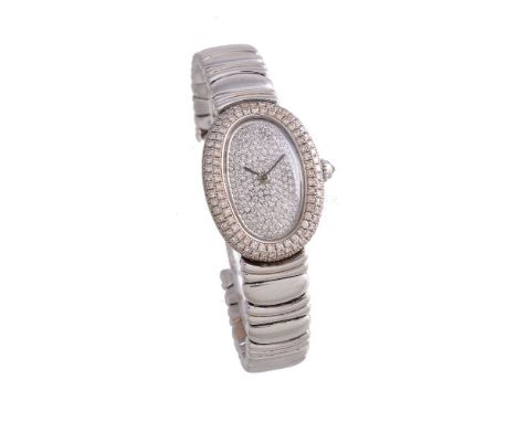 Cartier, Baignoire, Ref. C2537,   18 carat gold and diamond bracelet watch, no. 8057912, circa 1990s   Movement: Cal. 057, qu