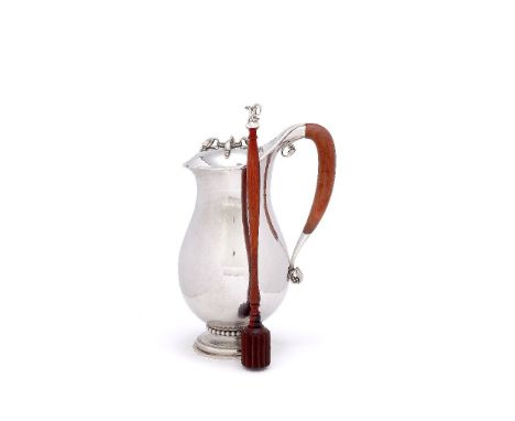 ϒGeorg Jensen, a Danish silver baluster chocolate pot or pitcher, post 1945 stamped marks, design no. 460B, designed by Georg