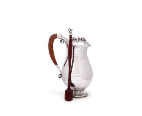 ϒGeorg Jensen, a Danish silver baluster chocolate pot or pitcher, post 1945 stamped marks, design no. 460B, designed by Georg