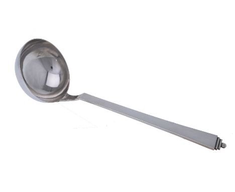 Georg Jensen, a Danish silver Pyramid pattern soup ladle, post 1945 stamped marks, design no. 15, designed by Harald Nielsen 