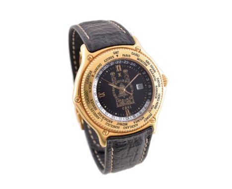 Ebel, Voyager, Ref. 8124913,   18 carat gold GMT wrist watch, no. F520242, circa 2000   Movement: Cal. ETA 2892-2, automatic,