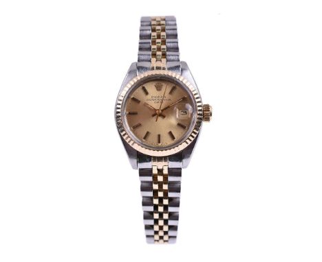 Rolex, Date, Ref. 6917,   Bi-metal bracelet watch, no. 6682075, circa 1981   Movement: Cal. 2030, automatic, 28 jewels Case: 