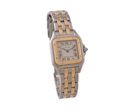 Cartier, Panthere, Ref. 1120,   Lady's bi-metal bracelet watch, no. PL11402, circa 1990 Movement: Cal. 157.06, quartz, 4 jewe