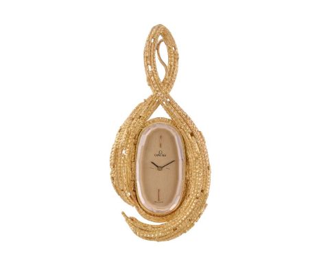 Grima for Omega, Ref. 8260,   Gold coloured pendant watch, no. BA611541, circa 1970   Movement: Cal. 1620, manual wind, 17 je