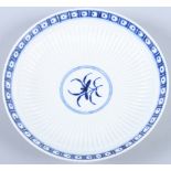 An 18th century Dr Wall period Worcester porcelain saucer dish, with ribbed decoration within a