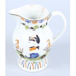 An 18th century Pratt "Admiral Duncan" relief moulded jug, 5 1/2" high (restored)