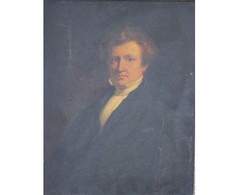 A 19th century oil on board, portrait of an unknown gentleman, 10 1/2" x 81/4", in gilt frame