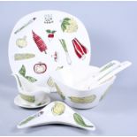 A collection of Midwinter salad ware, designed by Terence Conran, including a charger, a