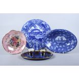 A Maling ware desk inkstand, a Maling ware bowl and two pieces of 1929 N East Coast Exhibition