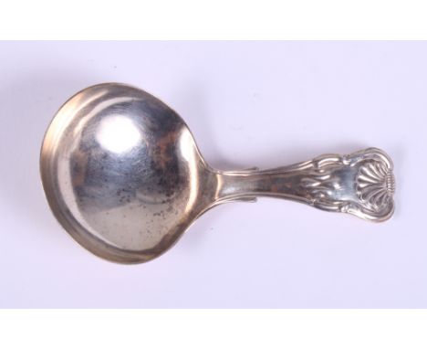 A William IV King's pattern silver caddy spoon
