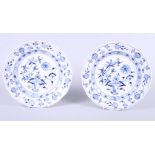 A pair of late 19th century Meissen "Oman" pattern blue and white porcelain plates, 9 1/2" dia
