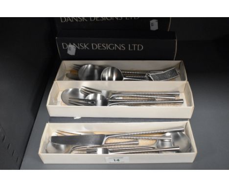 Six boxes of Dansk design cutlery, having slim line ribbed handles.